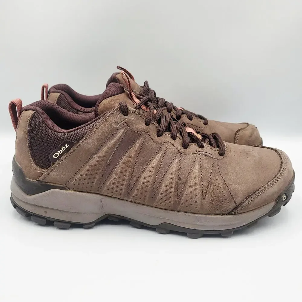 Oboz Sypes Brown Leather Low Top Waterproof Hiking Trail Shoes Women's Size 7.5
